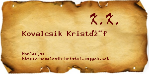 Kovalcsik Kristóf névjegykártya